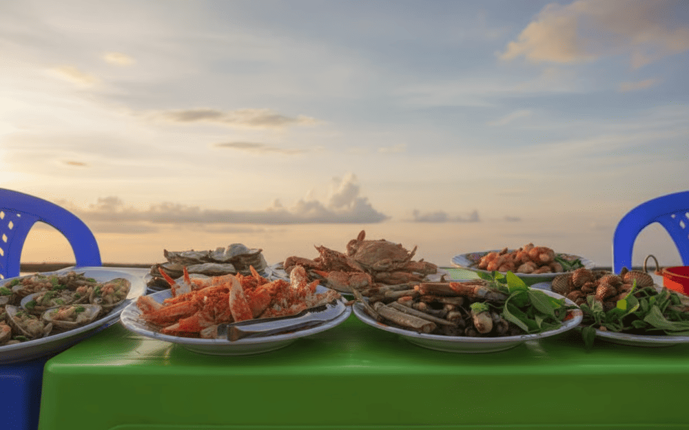 Thưởng thức hải sản tại biển T&acirc;n Th&agrave;nh